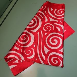 Large Square Red Geometric Pattern Satin Scarf
